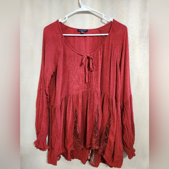 American Eagle Outfitters Tops - American Eagle red boho blouse top size large
